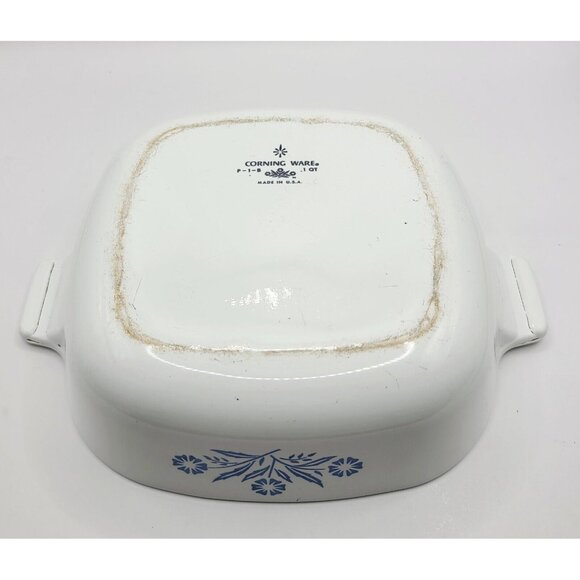 Corning Ware 1 Quart Blue Cornflower Casserole (P-1-B) Square No Lid Vintage - Picture 7 of 10